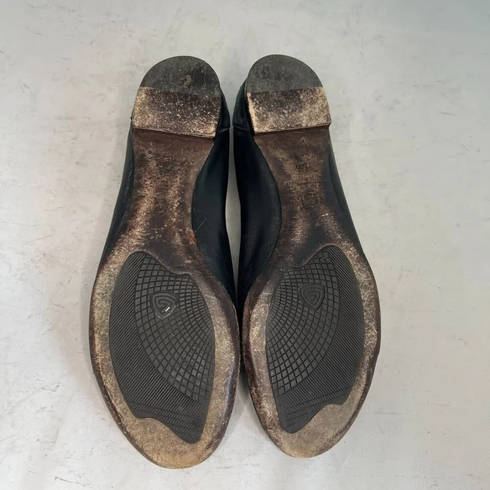 AGL Ballet Flats Cap Toe Black Leather Ballet Flats 35.5 - Picture 7 of 9